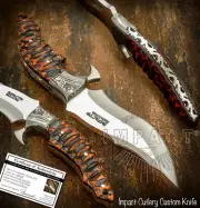 IMPACT CUTLERY RARE CUSTOM D2 FULL TANG BUSHCRAFT SKINNING KNIFE EXOTIC WOODS