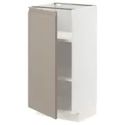 METOD base cabinet with shelves, white/Upplöv matt dark beige, 40x37x80 cm