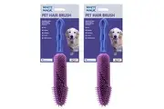 2x White Magic Pet Dog 27x5cm Grooming Hair Brush Comb w Rubber Bristles Purple