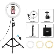 10.2 Ring Light with Tripod Usb 3 Modes Dual Colour Diffuse Light Phone Clamp...