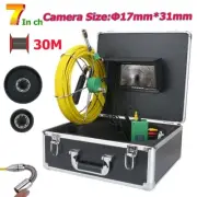 30M 7inch 17mm Industrial Drain Pipe Sewer Inspection Camera System 1000TVL IP68