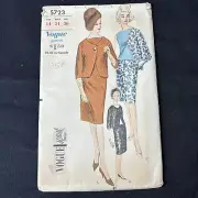 Vtg Vogue Pattern 5723 One Piece Dress & Jacket Size 14 COMPLETE