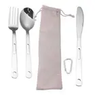 1 Set Portable Tableware Camping Cutlery Stainless Steel Fork Cutter Spoon
