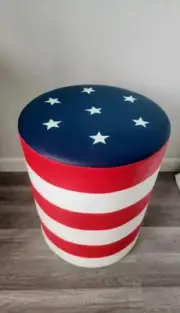 RARE!!! Viral TikTok HomeGoods Americana USA Flag Stool Side Table Room Decor