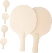 Sports Game Paddles 6pcs Unpainted Wooden Table Tennis Rackets with Padded Grip for Custom Craft Projects