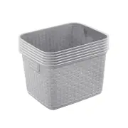 Sterilite Tall Wicker Weave Plastic Laundry Hamper Storage Basket, Gray (6 Pack)