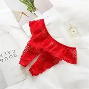 [FARZAH] Women Panties Female Underwear 3Pcs/Lot XL - 4XL Plus Size Ladies Sexy Underwear Panties Open Crotch Thong Can Be Inserted Free Take Off Briefs Transparent for Sex(Red 1pc,XXXX-Large)