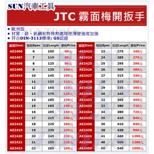 SUN汽車工具 JTC AE 2408 2410 2412 霧面梅開 扳手 板手 8 10 12 14 16 17 19