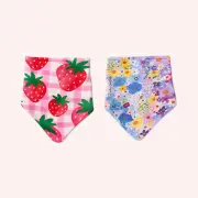 Organic Cotton Dribble Bib Set - Strawberry Bloom - One Size by Kip&amp;Co | the memo