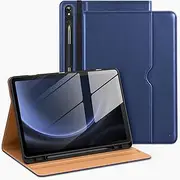 [DTTO] for Samsung Galaxy Tab S9 FE 5G 10.9 Inch/Galaxy Tab S9 11 Inch Case 2023 Released, Premium Leather Business Folio Stand Cover with S Pen Holder, Auto Sleep/Wake, Navy Blue