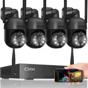 Wireless Security Camera System, 4pcs 3MP PTZ Cameras Outdoor Indoor, WiFi Su...
