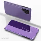 Phone Case Leather Mirror Holder Kickstand For Samsung S24 S22 21 20 Ultra A54