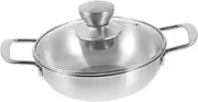 TOKIDNY Stainless Steel Cooking Wok 20cm Portable Outdoor Pot Double Handle Food Pan Heat Resistant for Seafood Hot Pot