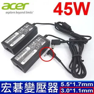 ACER 45W 19V 2.37A 3.0mm*1.1mm 原廠規格 變壓器 Swift SF314-51-30W6 SF314-51-39NE SF314-51-52W2 SF314-51-384Z SF314-51-71UU SF515t SF514-51 SF514-52 SF514-52T SD713-51 Switch11 Swift3 SF3 SF314-51 SF314-51-57CP Travelmate TMP236-m ms2392 TMP236-M-547R TMP238-M