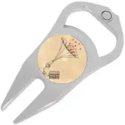 Phonograph Hearts Golf Ball Marker Divot Repair Tool Bottle Opener