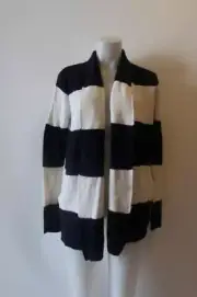 NWT Womens Splendid White Navy Striped Open Lambswool Blend Cardigan Sweater M *