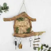 Olive Wood Key Holder for Wall Rustic Unique Rack with Hooks Housewarming Gift