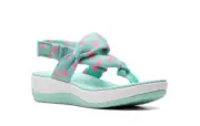 Clarks Cloudsteppers Women's Arla Nicole Sandals Aqua Print 6.5 Wide