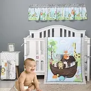 Brandream Nursery Bedding for Boys Jungle Animal Party Baby Comforter Crib Set 6 Piece,Elephant, Girafee, Fox, Lions, Zebra, Grey White Baby Bedding