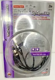 Monster 6.6 ft Cable Interlink LightSpeed 100 Digital Fiber Optic Audio 2m