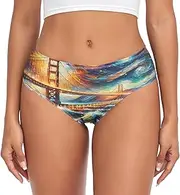 [RPLIFE] Golden Gate Bridge under Starry Night Womens Breifs Underware, Breathable Underwear, Underwear Women Comfort, Medium Womens Brief Underwear, Golden Gate Bridge Under Starry Night, Medium