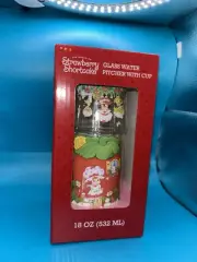 STRAWBERRY SHORTCAKE GLASS WATER PITCHER WITH CUP NEW IN BOX!