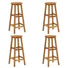 4 Pcs Outdoor Bar Stools Solid Acacia Wood Pub Counter Chair Set Furniture