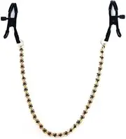 Spartacus Alligator Tip Nipple Clamp Beaded Chain - Black