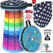 Upgraded Portable Collapsible Folding Stool with Cushion Retractable Telescoping