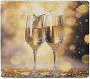 [LDTVSFZQ] Two Glasses of Champagne Full Print Wallet, Double Fold Credit Card Wallet Change Wallet Card Case Money Organizer Wallet Cash Wallet with Smooth Zipper for Women Ladies Women