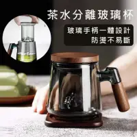 在飛比找momo購物網優惠-【觀山泡茶茶水分離茶壺500ml】內膽過濾 胡桃木手柄一體設