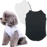 Chol & Vivi Shirts for Cat Kitten Puppy, Cat T-Shirt Clothes Soft and Thin, 2pcs Blank Shirts Clothes Fit for Extra Small Medium Large Extra Large Size Cat Puppy, Extra Small Size, Black and White
