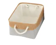 Vivva Home Cloth Storage Linen Basket Closet Book Laundry Toy Organizations Box L Brown+Grey Pattern