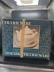New Vintage 4 Pieces in Original Box Swirl Design Ceramic Soup Tureen Set