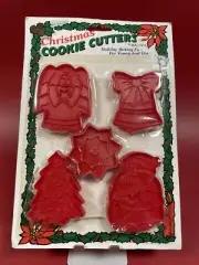 Vintage 1992 Hartin Christmas Cookie Cutters Red Angel Bell Tree Santa Star