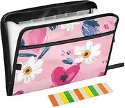 Peach Flowers Love Heart Shape File Folder Expanding 13 Pockets A4 Letter Size Document Organizer with Zipper Closure File Storage Organizer for Office Supply