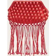 Bright Red Beaded Weave Clutch Bag, Bright Red