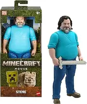Minecraft Large-Scale Action Figure, 12-inch Posable Steve Toy Collectible Inspired by A Minecraft Movie