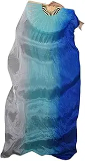 [CekoCk] Sequin Skirt，Belly Dancer Skirt, Dance Ribbons,Silk Fans,Bellydance Silk Veils Light Weight Silk Fan Hand Paint Colorful Dancer Props Extra Long 1.8M (Color : As Picture10)