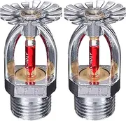 2 Pack Fire Sprinkler Heads - 1/2" NPT, 68°C Pendent Type, Chrome-Plated Copper, K80, Quick Response for Factory, Mall, Warehouse