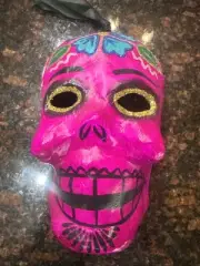 Day of the Dead Mask Dia de los Muertos Papier Mache' Sugar Skull Purple