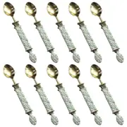 10PK LVD Brass Teaspoon Faro Handle 16x3cm - Gold/Mint