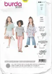 B29 BURDA 9303: GIRL'S TOPS SIZE 6-11 SEWING PATTERN