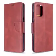 For Samsung Galaxy S20+ Plus Case, Retro PU Leather Wallet Cover with Stand & Lanyard, Red