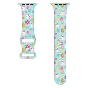 Catzon Easter Printed Silicone Strap for iWatch Series SE 7 6 5 4 3 2 1-Green
