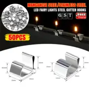 50PCS Light Clips LED Fairy Lights Stainless Steel Gutter Hooks Metal Clips