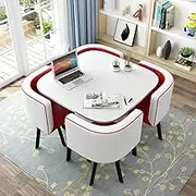 MRound Dining Table Set with 4 Chairs Small Office Conference Room Furniture 80cm Table for Kitchen Dining Room Lounge or Living Room