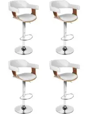 [Artiss] Gas Lift Leather with Armrest Bar Stools in White
