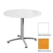 Summit Office Round Meeting Table White/Beech Top 900mm Diameter