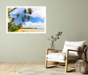 Beach with Palm Trees with A Swing Premium Quality Poster